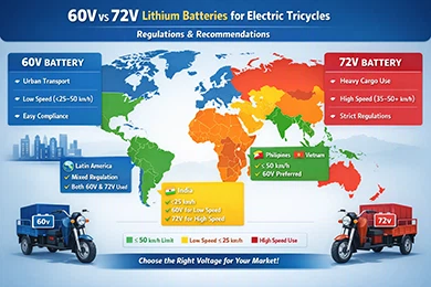 60V vs 72V Lithium Batteries for Electric Tricycles: Pros & Cons